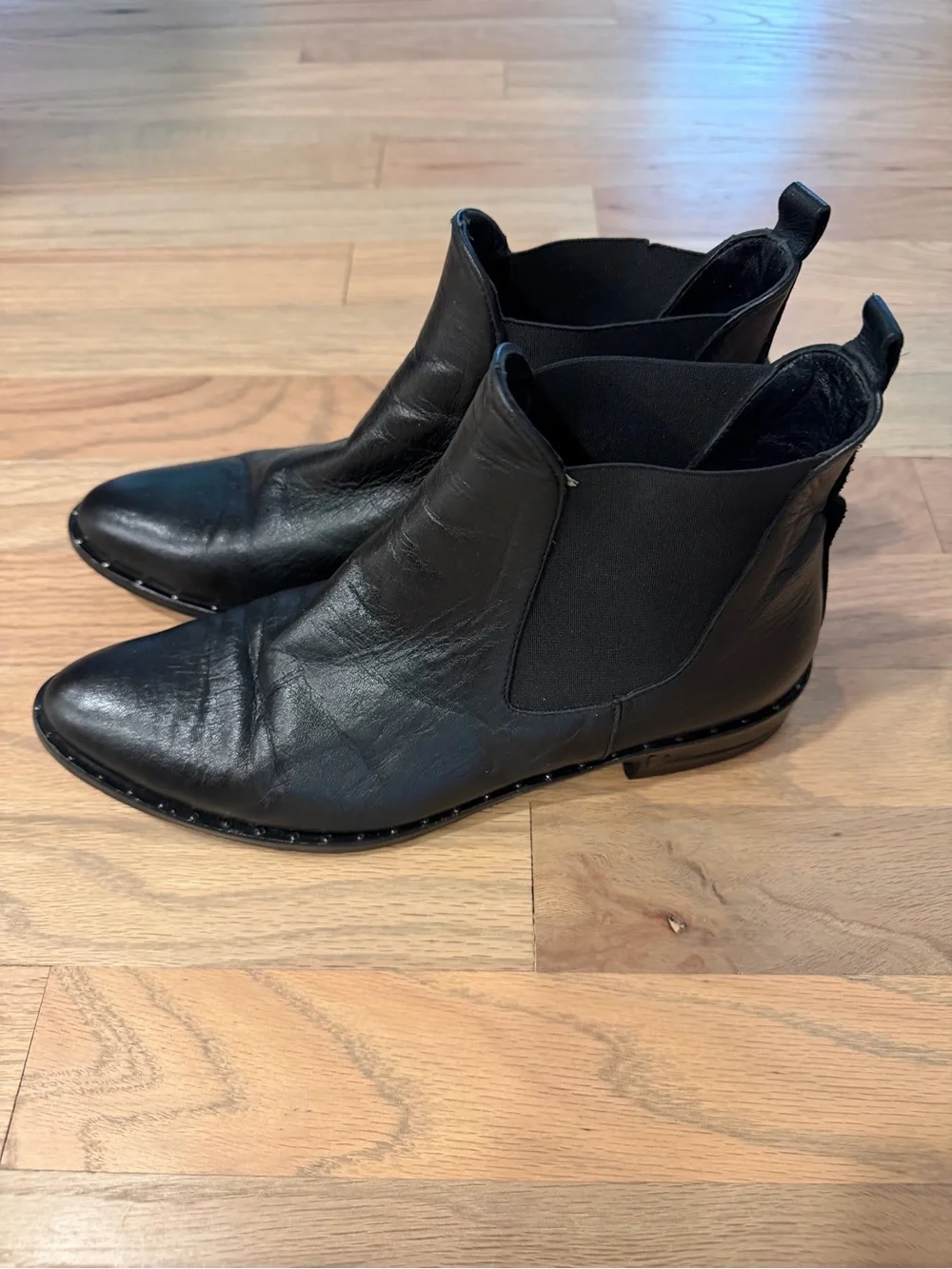 FRĒDA SALVADOR Women’s Black Leather Chelsea Ankle Boots Made in Spain